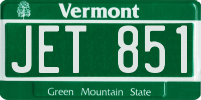VT license plate JET851