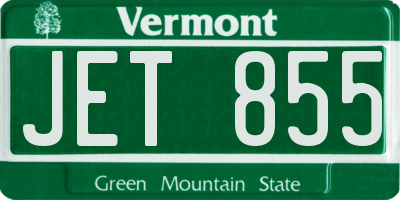 VT license plate JET855