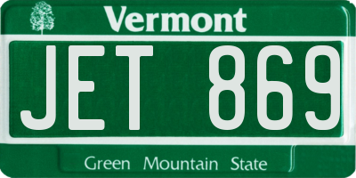 VT license plate JET869