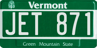 VT license plate JET871
