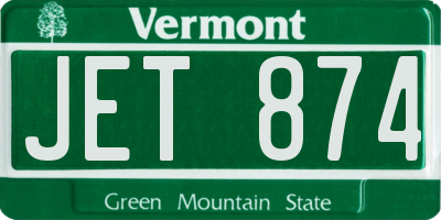 VT license plate JET874