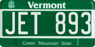 VT license plate JET893