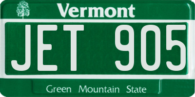 VT license plate JET905