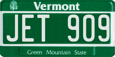VT license plate JET909