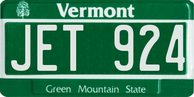VT license plate JET924