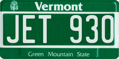 VT license plate JET930