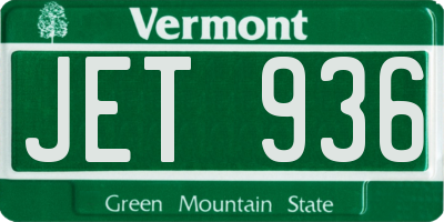 VT license plate JET936