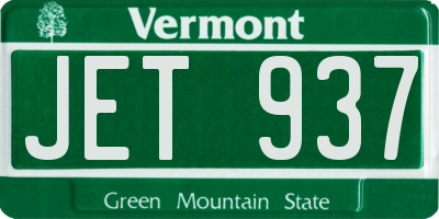 VT license plate JET937