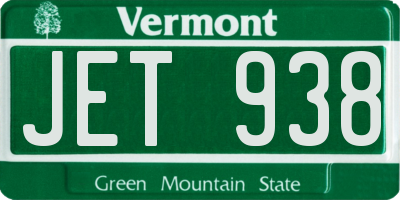 VT license plate JET938