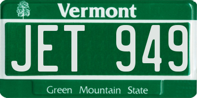VT license plate JET949