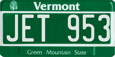 VT license plate JET953