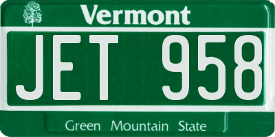 VT license plate JET958