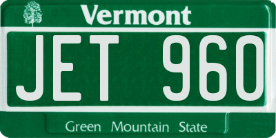 VT license plate JET960