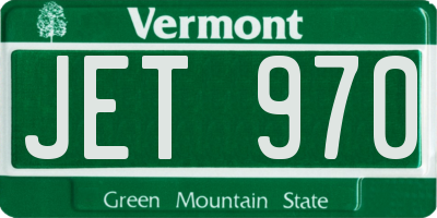 VT license plate JET970
