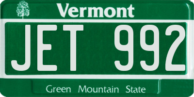 VT license plate JET992