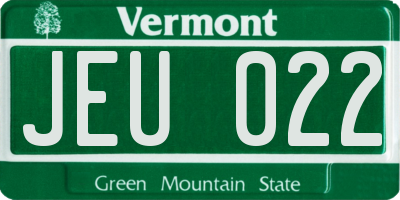 VT license plate JEU022