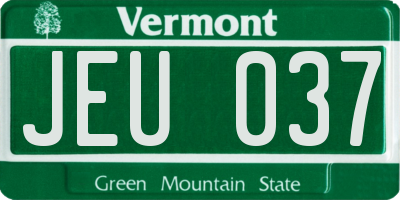 VT license plate JEU037