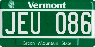VT license plate JEU086