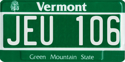 VT license plate JEU106