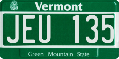 VT license plate JEU135