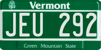 VT license plate JEU292
