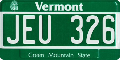 VT license plate JEU326