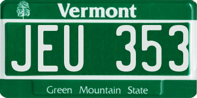 VT license plate JEU353