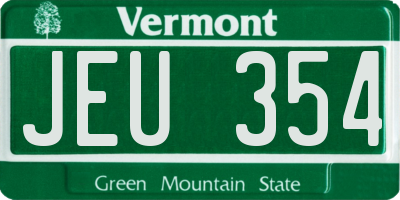 VT license plate JEU354