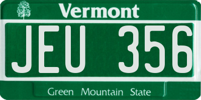 VT license plate JEU356