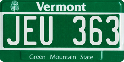 VT license plate JEU363