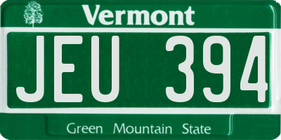 VT license plate JEU394