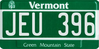 VT license plate JEU396