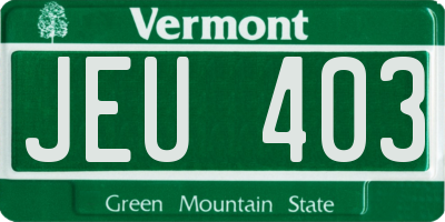 VT license plate JEU403