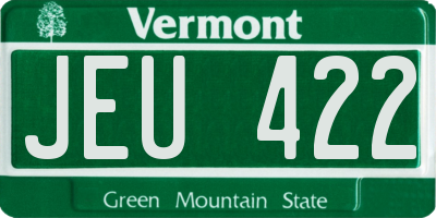 VT license plate JEU422
