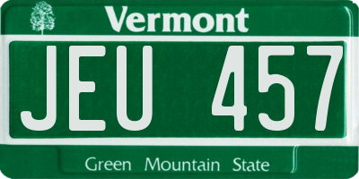VT license plate JEU457