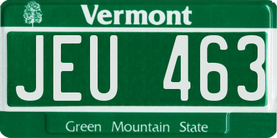 VT license plate JEU463