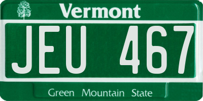 VT license plate JEU467