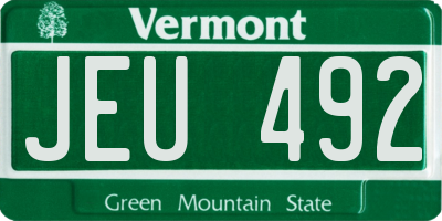 VT license plate JEU492