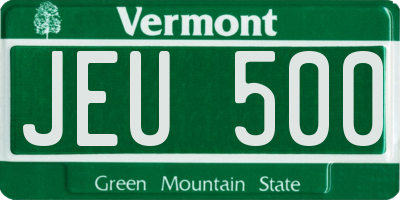 VT license plate JEU500