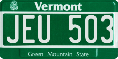 VT license plate JEU503