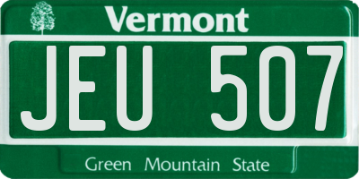 VT license plate JEU507