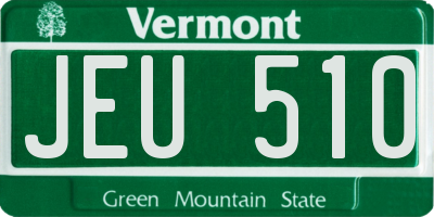 VT license plate JEU510