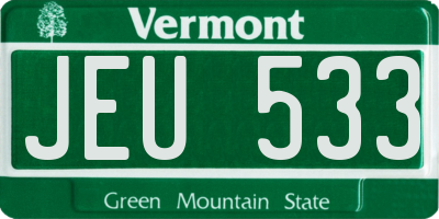 VT license plate JEU533