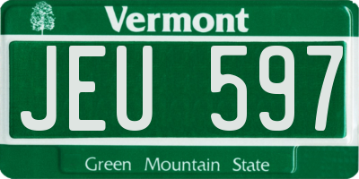 VT license plate JEU597