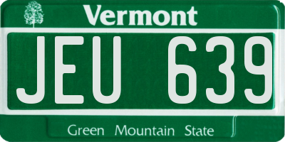 VT license plate JEU639