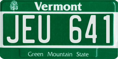 VT license plate JEU641