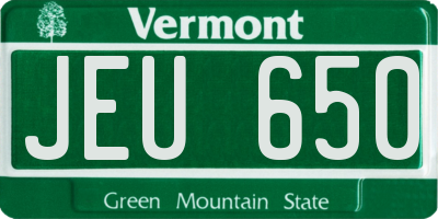 VT license plate JEU650