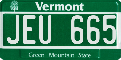 VT license plate JEU665