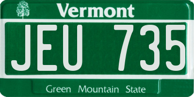 VT license plate JEU735