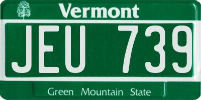 VT license plate JEU739